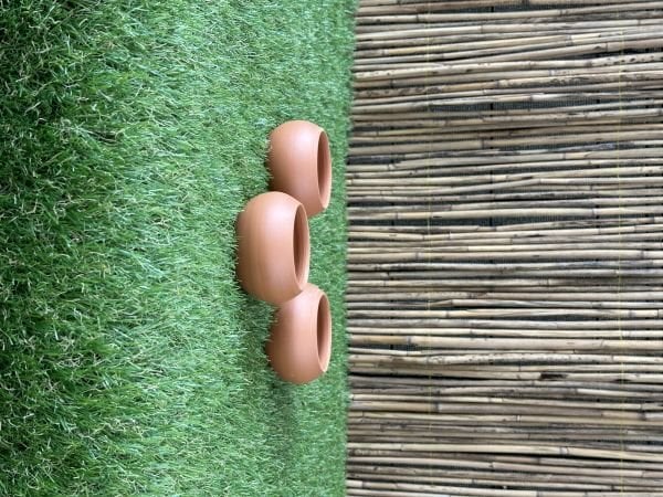Küre Modeli Doğal El yapımı Terracotta Çömlek Saksı Tabaklı Kaktüs Mini Set Çap: 8cm Yükseklik: 8cm