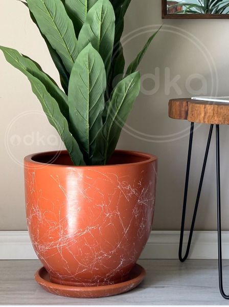 40 Litre Büyük Boy Klasik Saksı Tabaklı Yükseklik 38cm Çap 40cm