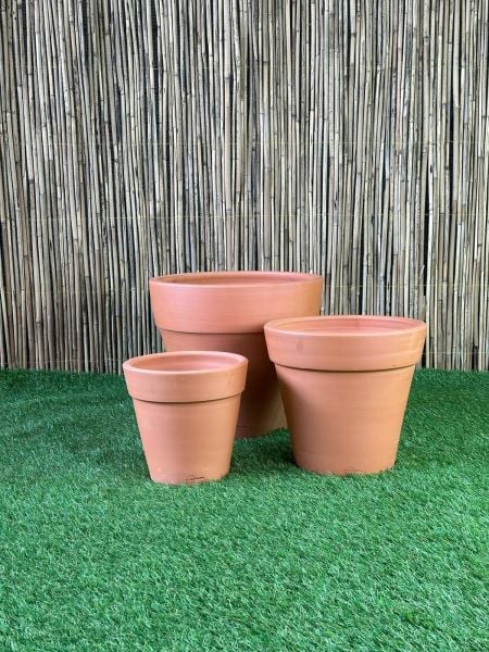 Kalın Dudaklı Modeli Doğal El yapımı Terracotta Çömlek Saksı Tabaklı