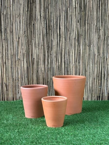 Uzun Konik Modeli Doğal El yapımı Terracotta Çömlek Saksı Tabaklı