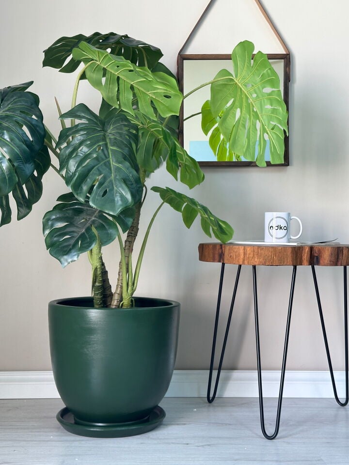 60 Litre Büyük Boy Klasik Saksı Tabaklı Yükseklik 46cm Çap 46cm