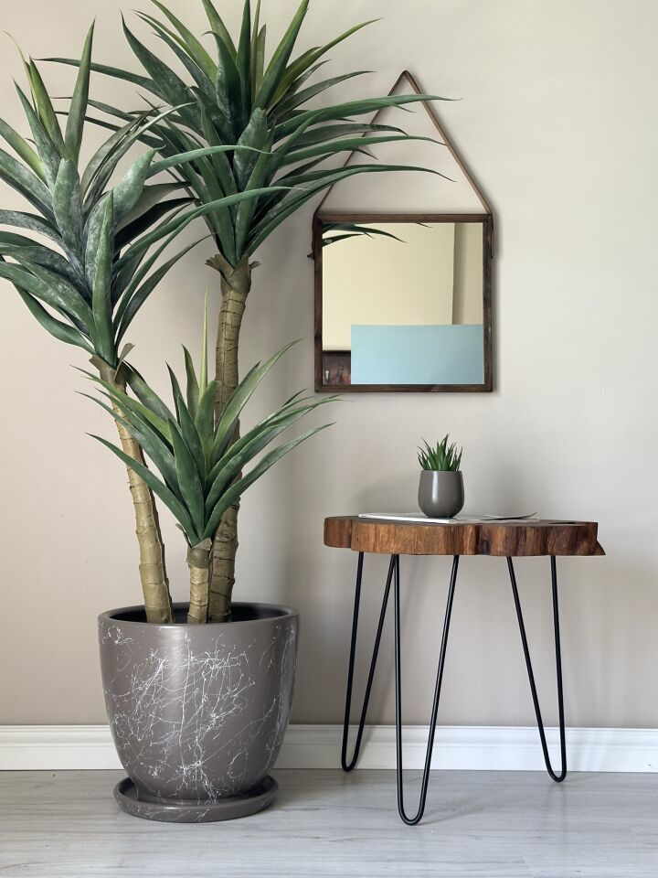 Klasik Saksı Tabaklı Mia Seri- Vizon Mermer Desenli