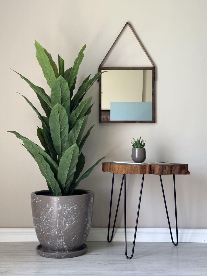 Klasik Saksı Tabaklı Mia Seri- Vizon Mermer Desenli