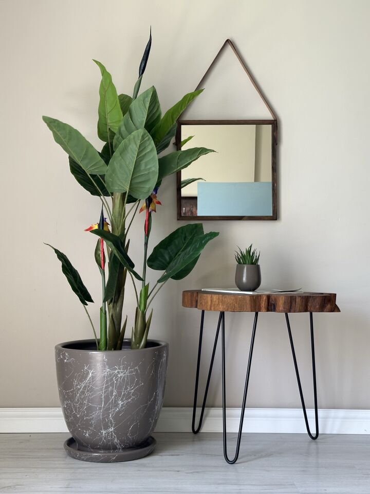 Klasik Saksı Tabaklı Mia Seri- Vizon Mermer Desenli