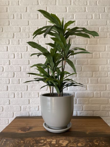Klasik Saksı Tabaklı Yükseklik 17cmX Çap 19cm Granit