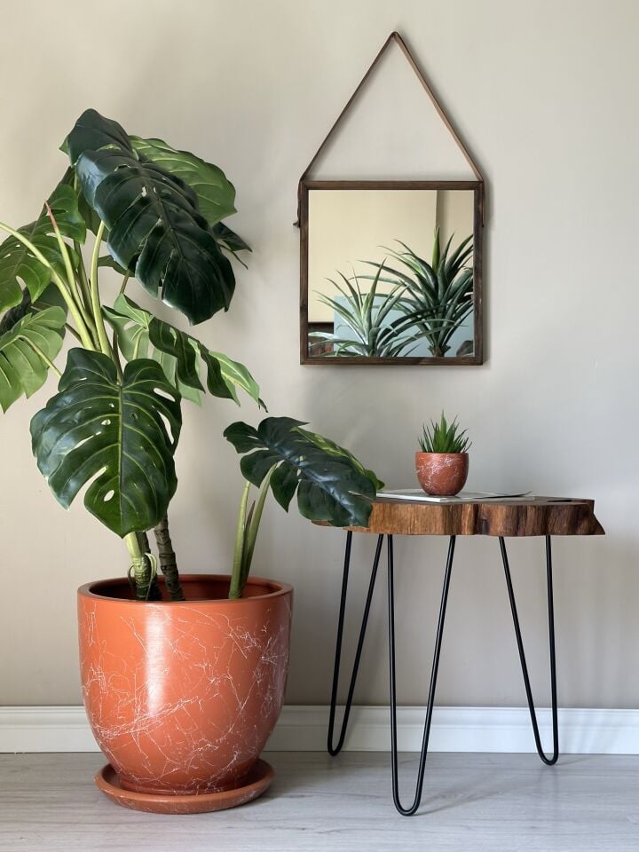 Klasik Saksı Tabaklı Mia Seri- Kiremit Mermer Desenli