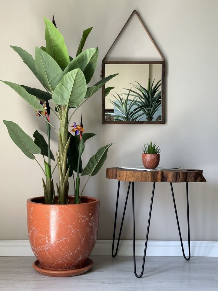 Klasik Saksı Tabaklı Mia Seri- Kiremit Mermer Desenli