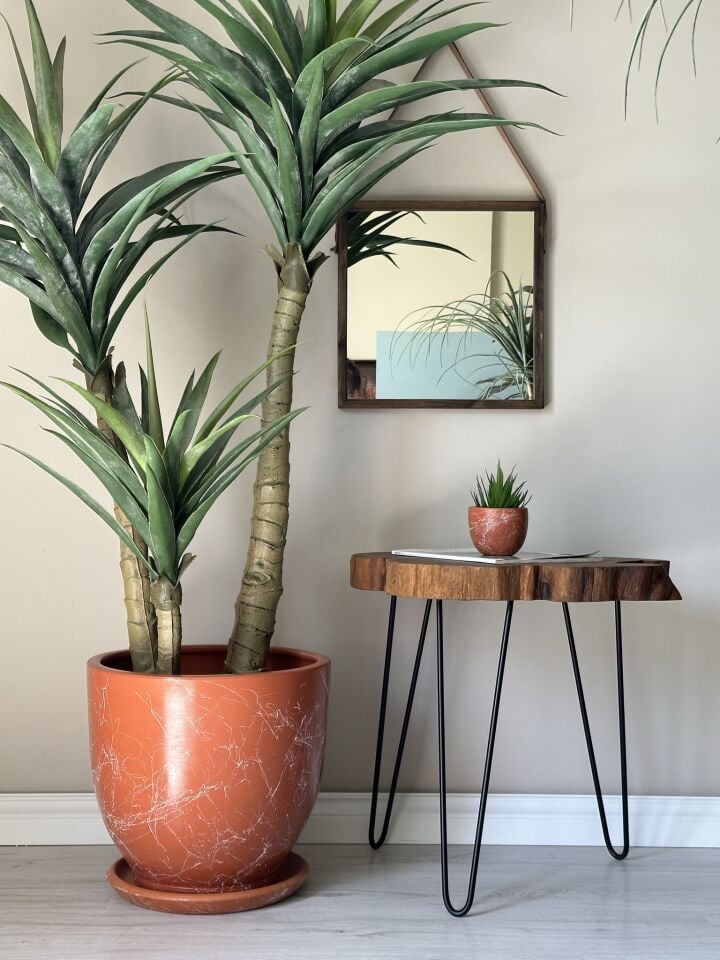 Klasik Saksı Tabaklı Mia Seri- Kiremit Mermer Desenli