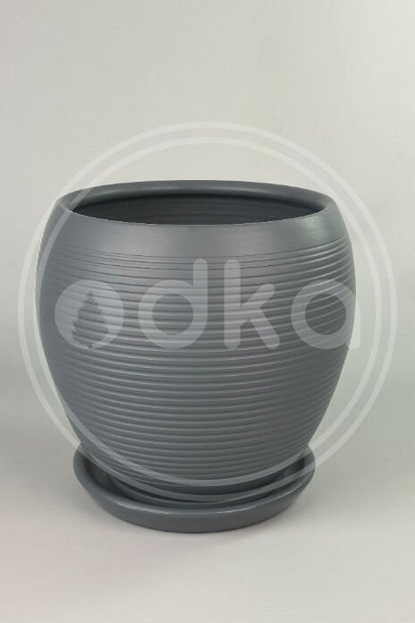 Küre Saksı-Çizgili Mat Koyu Füme