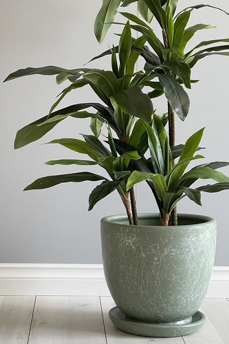 Klasik Saksı Tabaklı Mia Seri- Mint Yeşili Mermer Desenli Yükseklik: 38cm Çap: 40cm