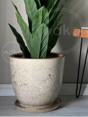 20 Litre Orta Boy Klasik Saksı Tabaklı Yükseklik 30cm Çap 32cm