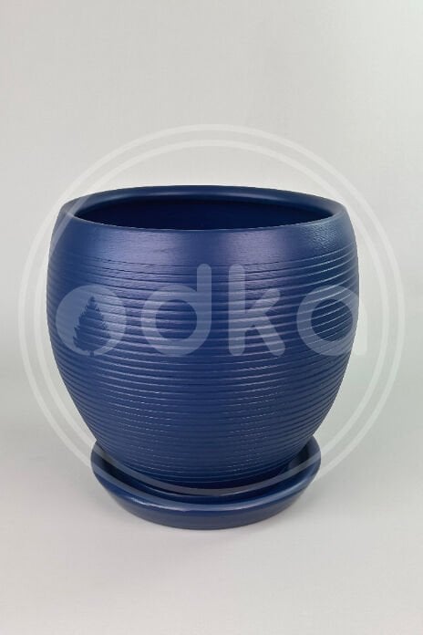 Küre Saksı-Çizgili Mat Gece Mavisi
