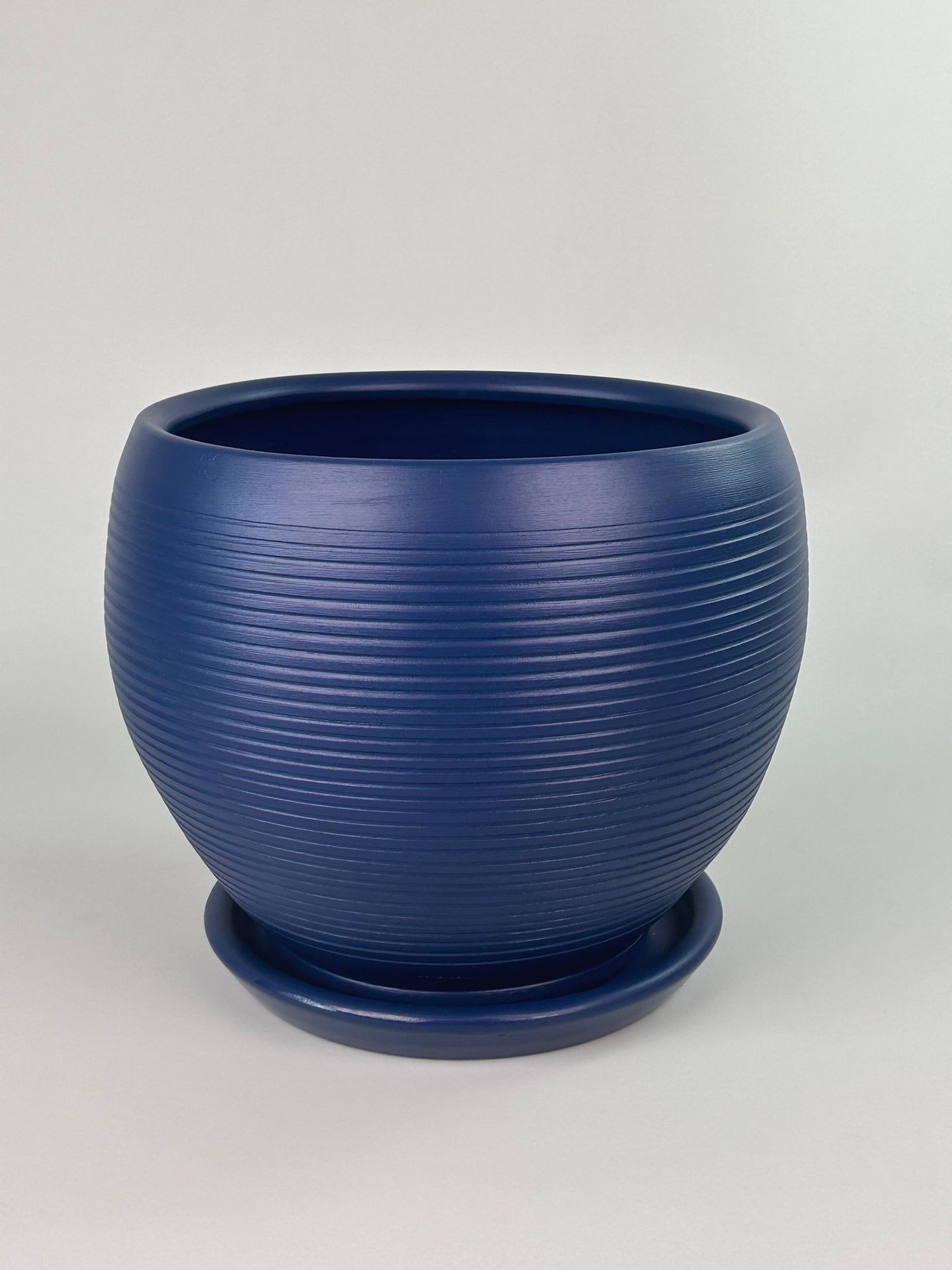 Küre Saksı-Çizgili Mat Gece Mavisi
