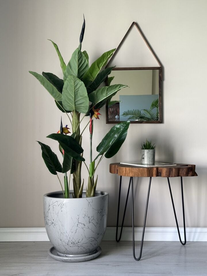 Klasik Saksı Tabaklı Mia Seri- Granit-Siyah Mermer Desenli