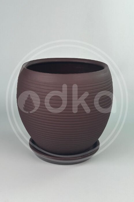 Küre Saksı-Çizgili Mat Bordo