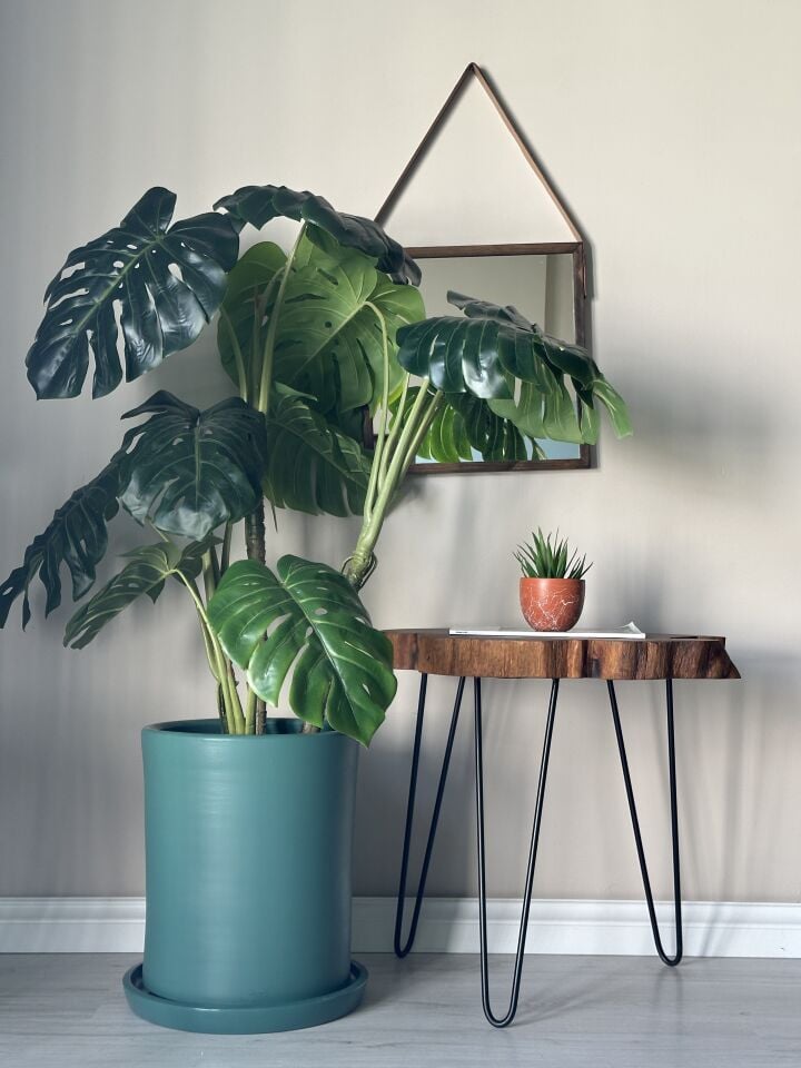 Silindir Saksı Tabaklı -Zümrüt Yeşili