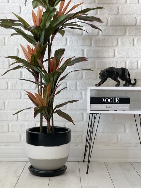Klasik Saksı Tabaklı Yükseklik 23cm Çap 25cm