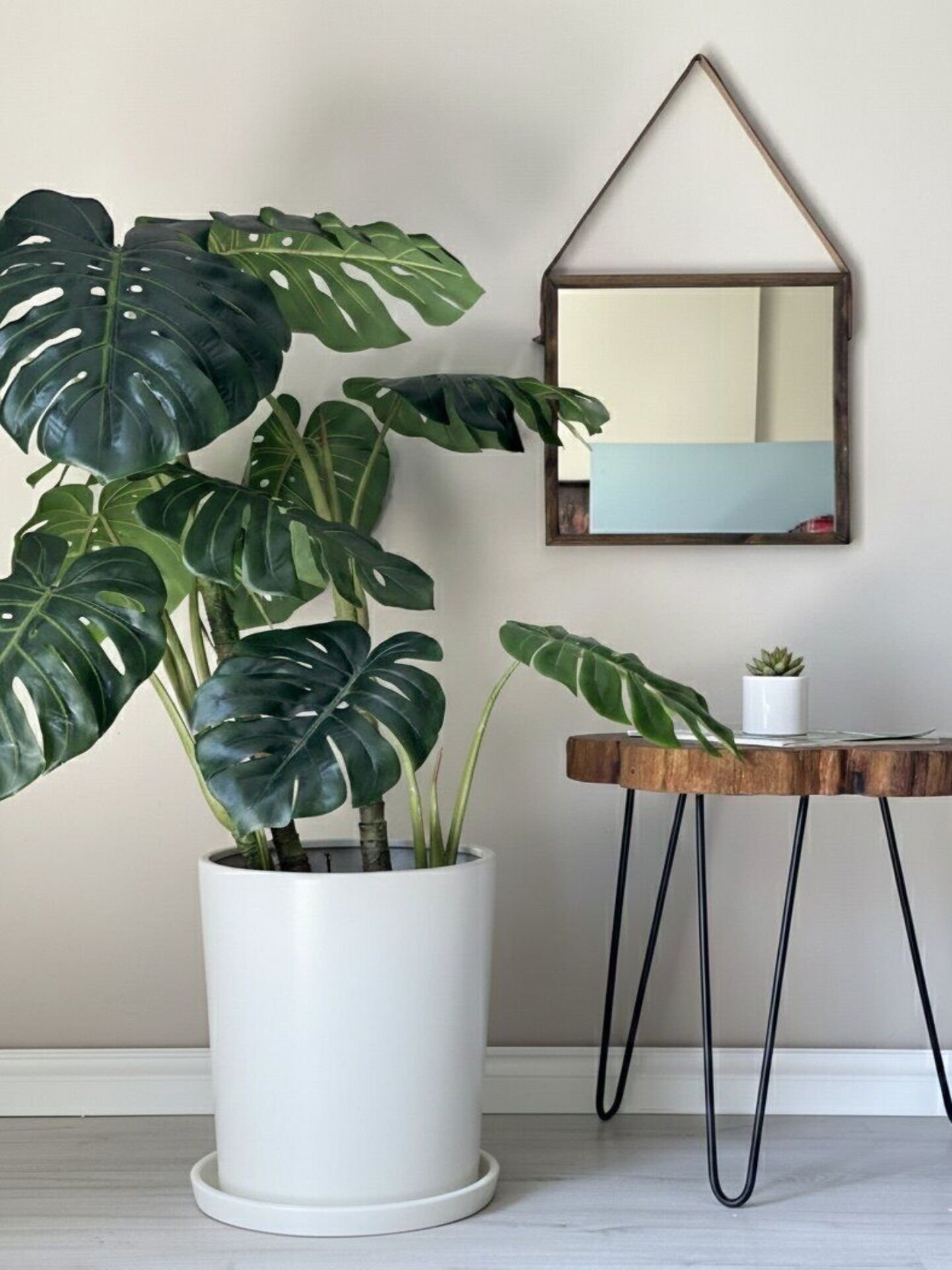 Silindir Saksı Tabaklı -Beyaz