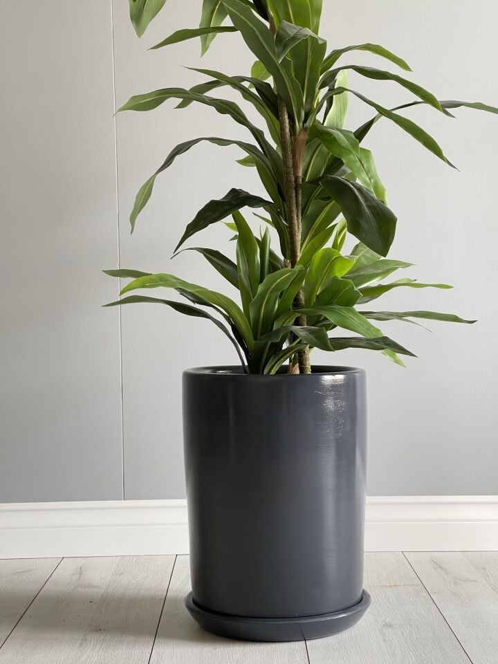 Silindir Saksı Tabaklı -Antrasit