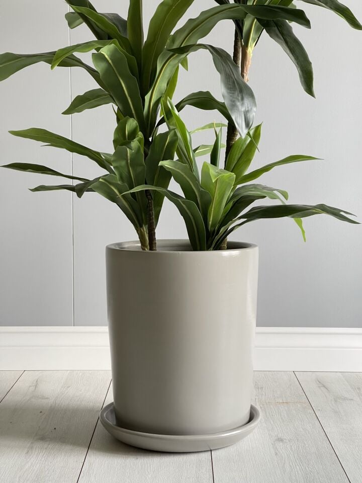 Silindir Saksı Tabaklı -Granit