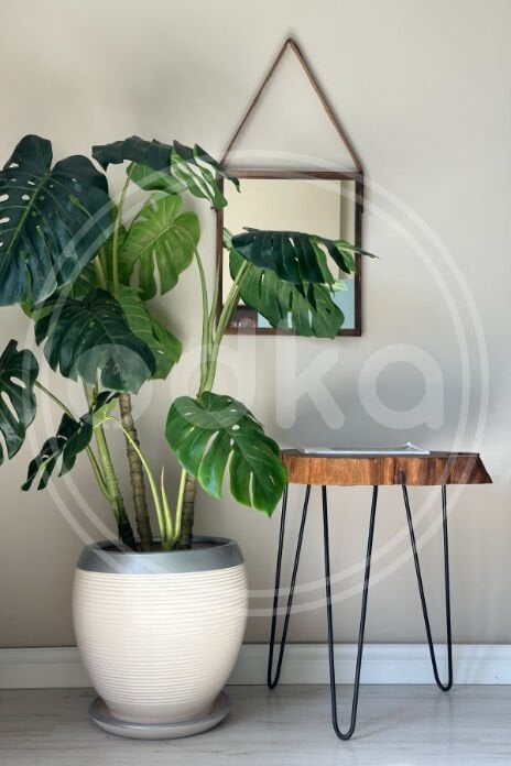 Küre Saksı-Çizgili Ekru Gümüş