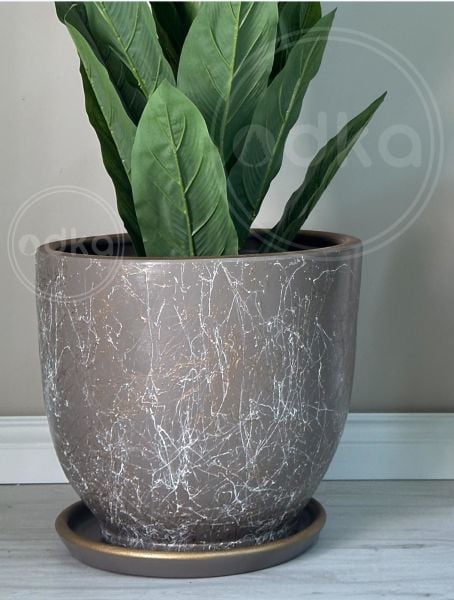 60 Litre Büyük Boy Klasik Saksı Tabaklı Yükseklik 46cm Çap 46cm