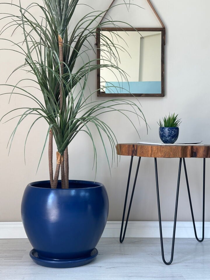 Küre Saksı Tabaklı-Gece Mavisi