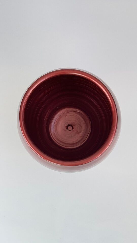 Küre Saksı Tabaklı Yükseklik:27cm Çap:27cm Bordo