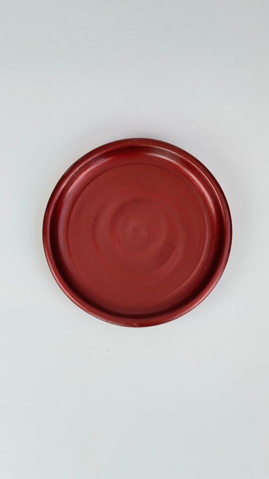 Küre Saksı Tabaklı Yükseklik:27cm Çap:27cm Bordo
