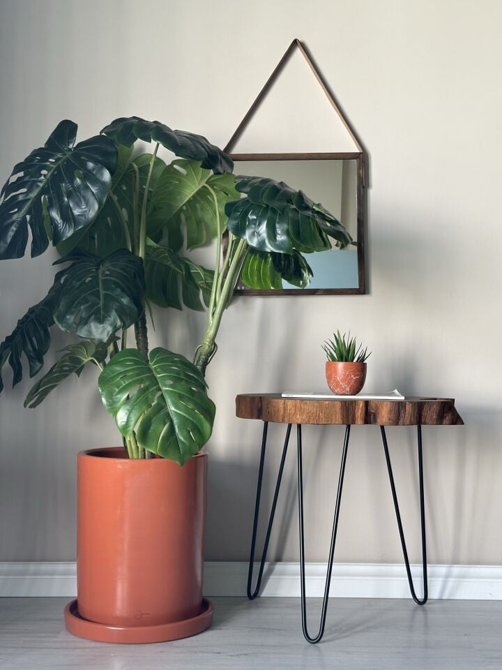 Silindir Saksı Tabaklı -Kiremit