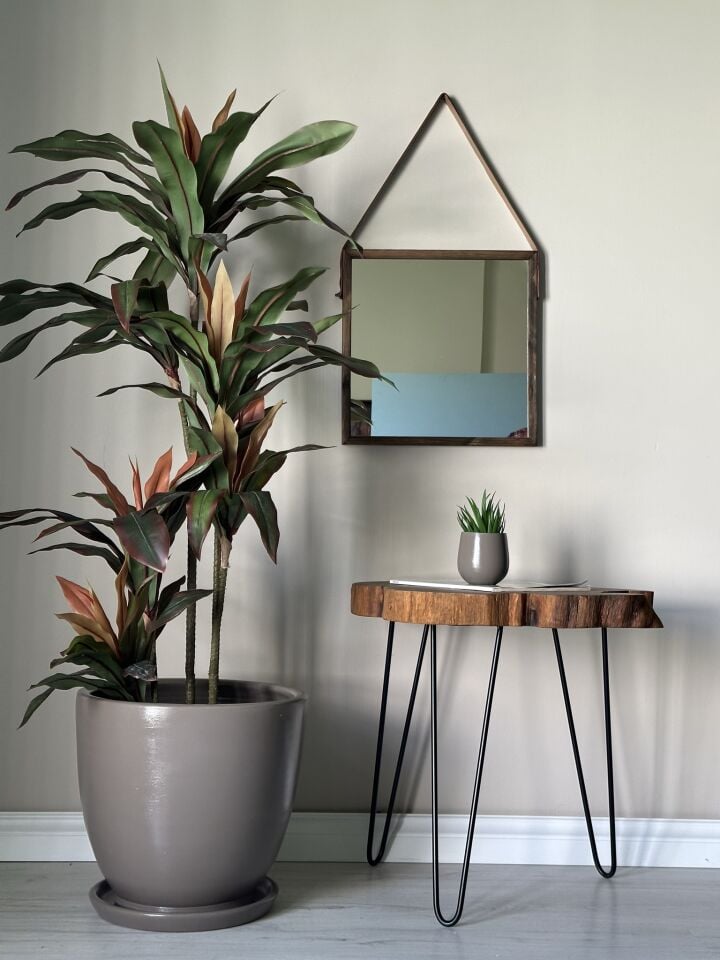 Klasik Büyük Saksı Tabaklı Yükseklik 38cm Çap 40cm Vizon