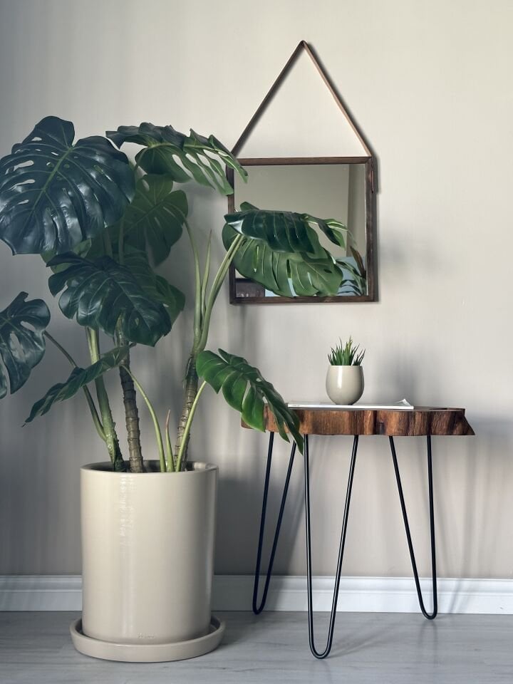 Silindir Saksı Tabaklı -Taş