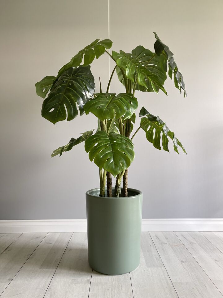 Silindir Saksı Tabaklı -Mint Yeşili