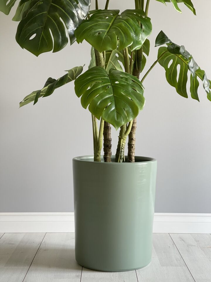 Silindir Saksı Tabaklı -Mint Yeşili