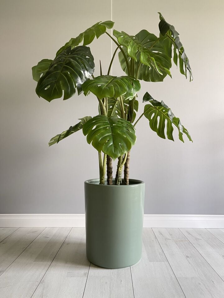 Silindir Saksı Tabaklı -Mint Yeşili