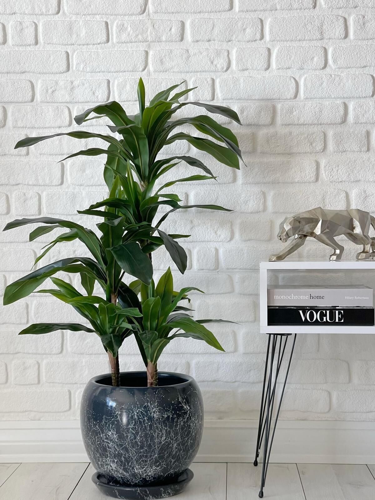 Küre Saksı Tabaklı- Mia Antrasit Mermer Desenli