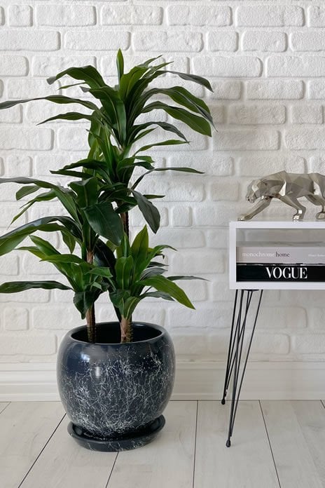 Küre Saksı- Mia Antrasit Mermer Desenli