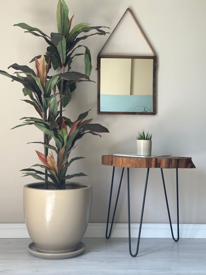 Klasik Büyük Saksı Tabaklı Yükseklik 38cm Çap 40cm Bej