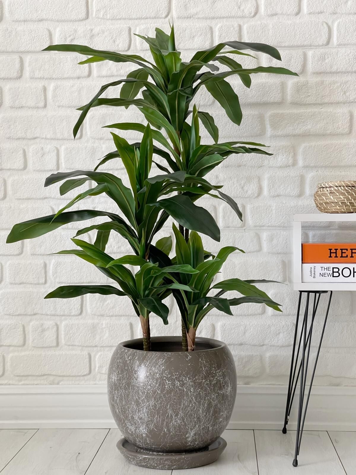 Küre Saksı Tabaklı Mia-Vizon Mermer Desenli