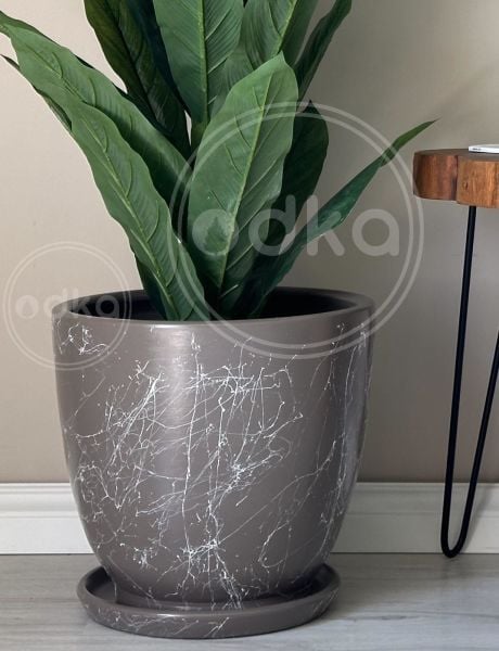 60 Litre Büyük Boy Klasik Saksı Tabaklı Yükseklik 46cm Çap 46cm