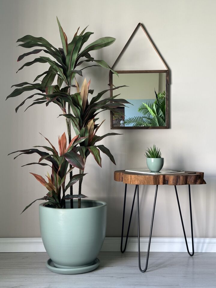 Klasik Saksı Tabaklı Yükseklik 38cm Çap 40cm Mint Yeşili