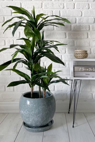 Küre Saksı Tabaklı Mia- Füme Mermer Desenli