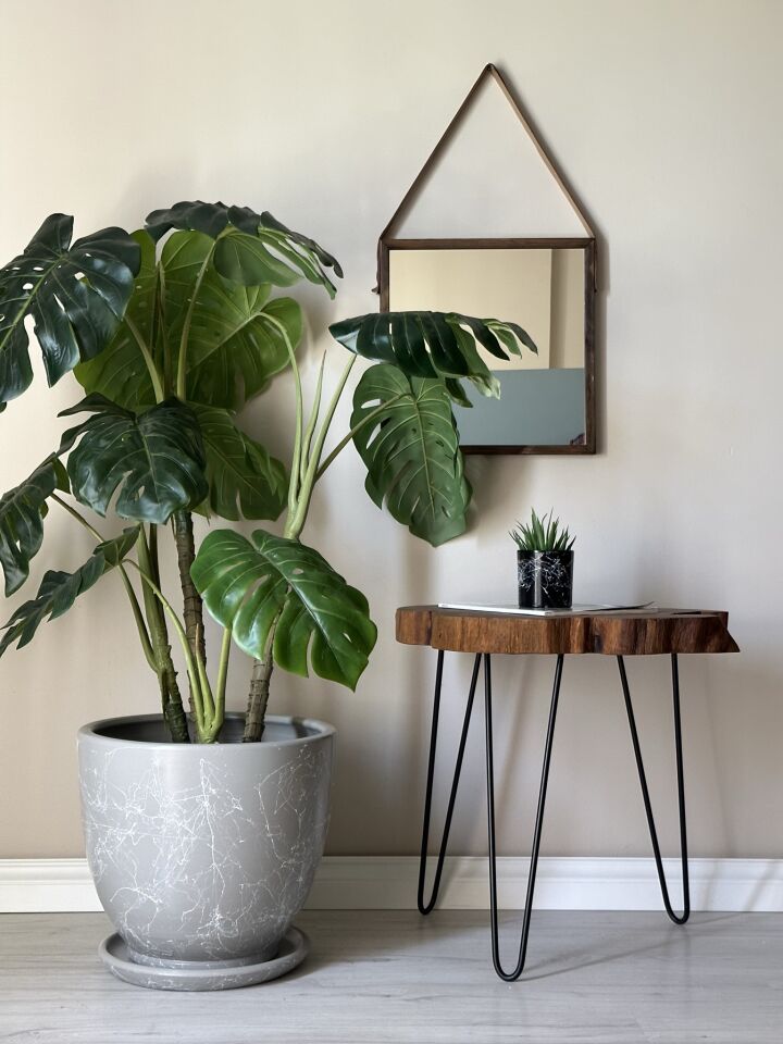 Mia Seri 60 Litre Büyük Boy Klasik Saksı Tabaklı Yükseklik 46cm Çap 46cm Granit Mermer Desenli