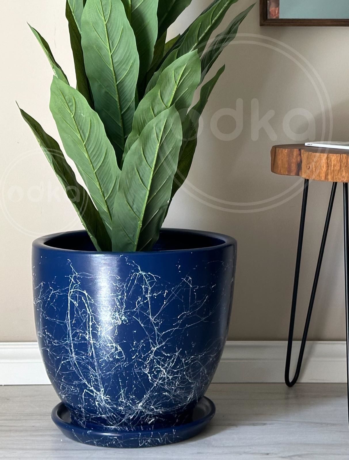 60 Litre Büyük Boy Klasik Saksı Tabaklı Yükseklik 46cm Çap 46cm
