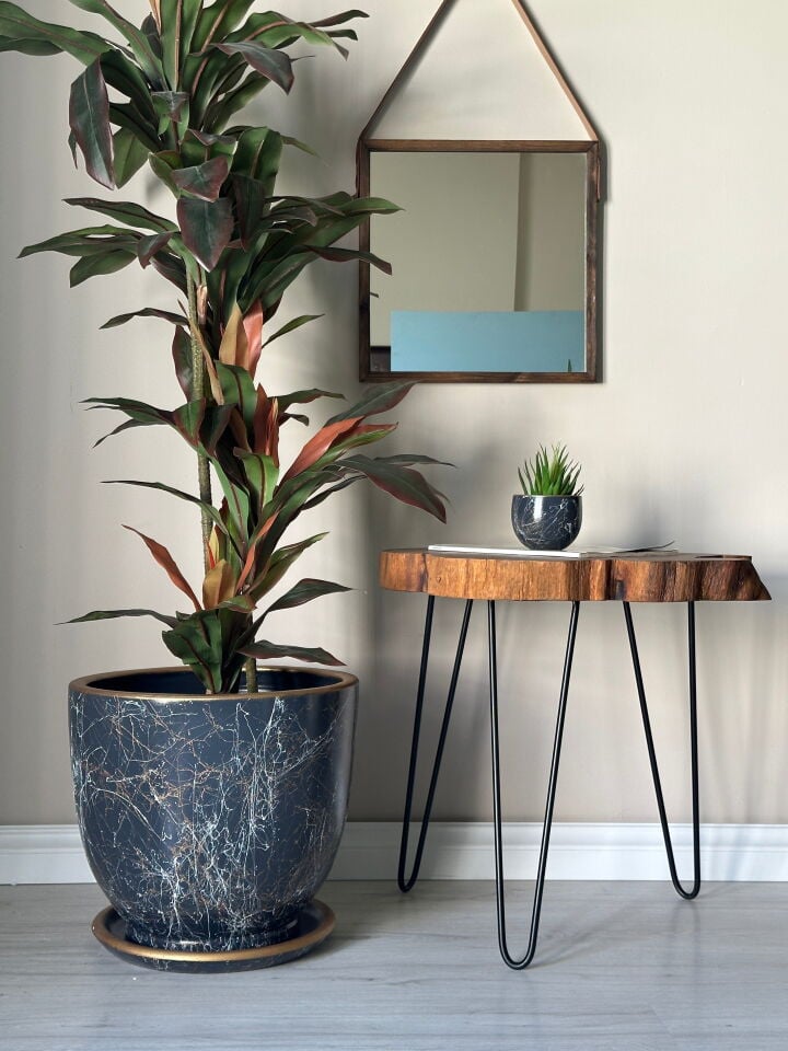 Lily Seri Klasik Saksı Tabaklı Yükseklik 38cm Çap 40cm