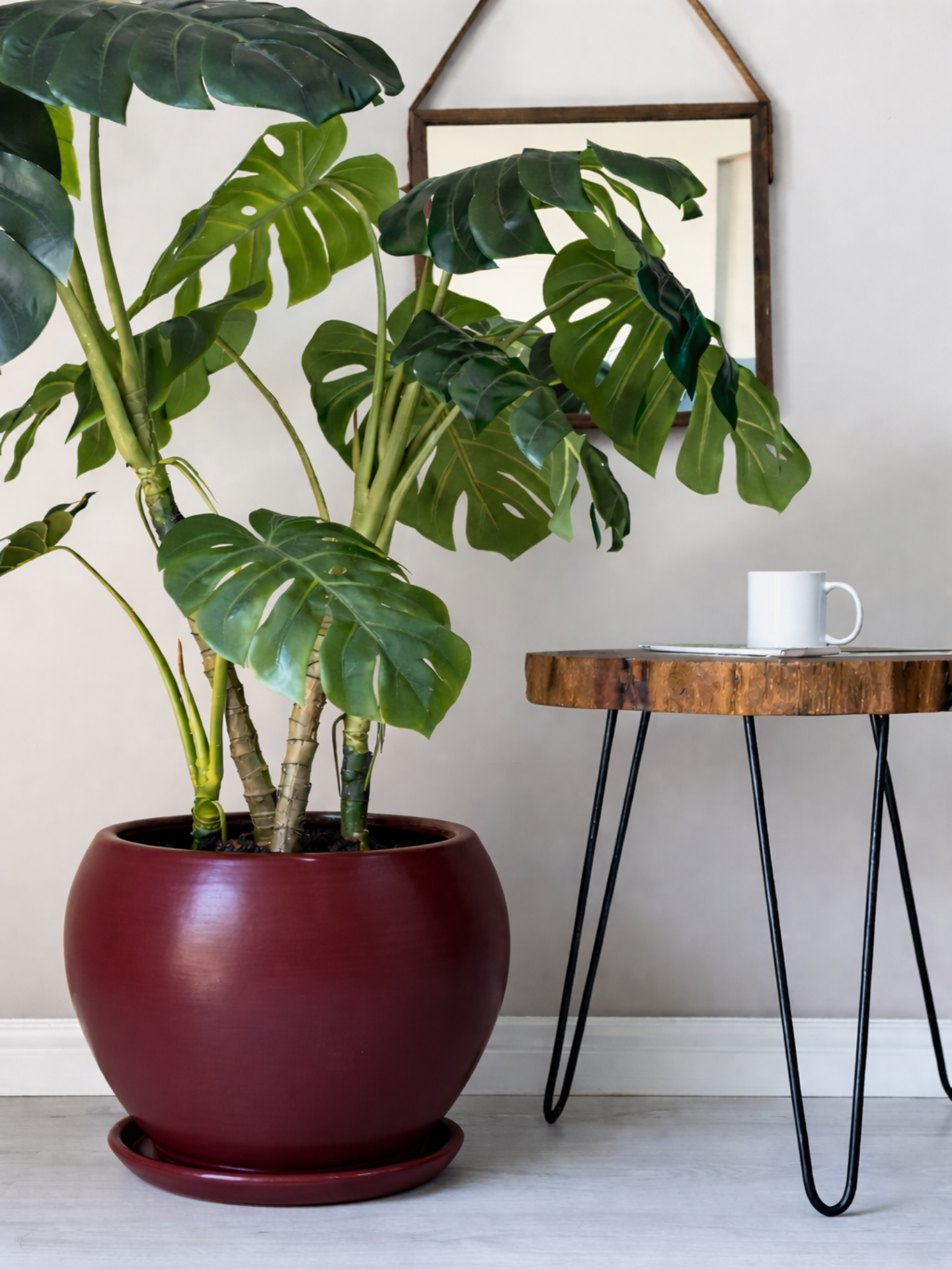 Küre Saksı Tabaklı -Bordo