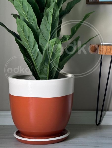 10 Lt Saksı Klasik Saksı Tabaklı Yükseklik 23cm Çap 25cm Kiremit-Ekru