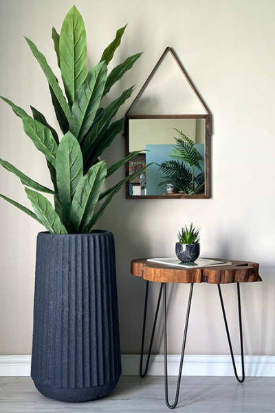 Odka Oyuklu Fiber Saksı Antrasit Renk 70cm X32cmX40cm
