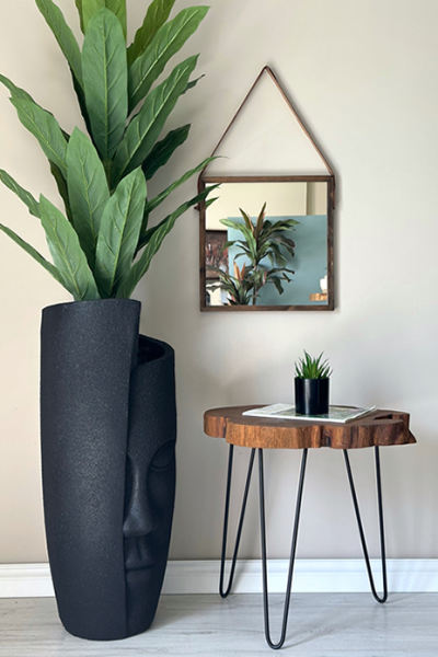Yarım Yüz Fiber Saksı Siyah H:88cmXÇap: 35cmXDerinlik:50cm