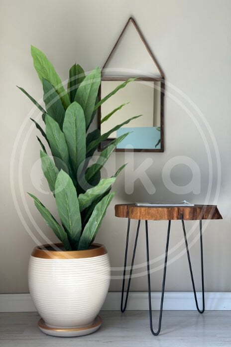 Küre Saksı-Çizgili Ekru Gold